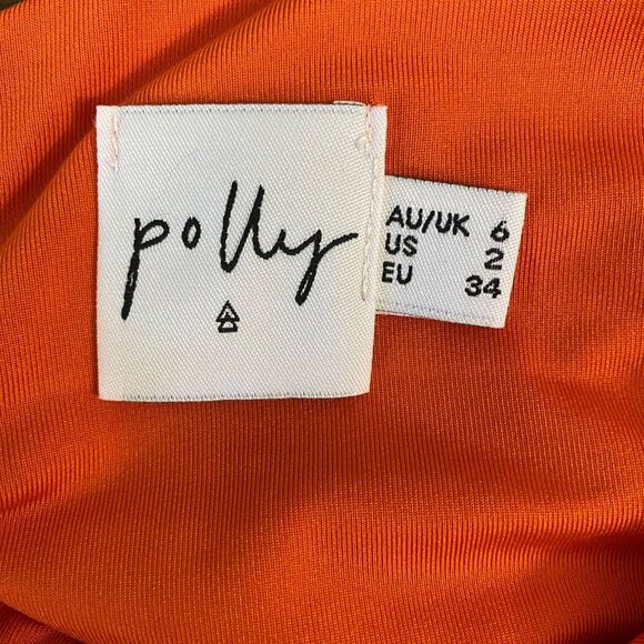 Princess Polly Ruched Bodycon Low-Back V-Neck Mini Dress Women's Size 2 Orange - Picture 10 of 12